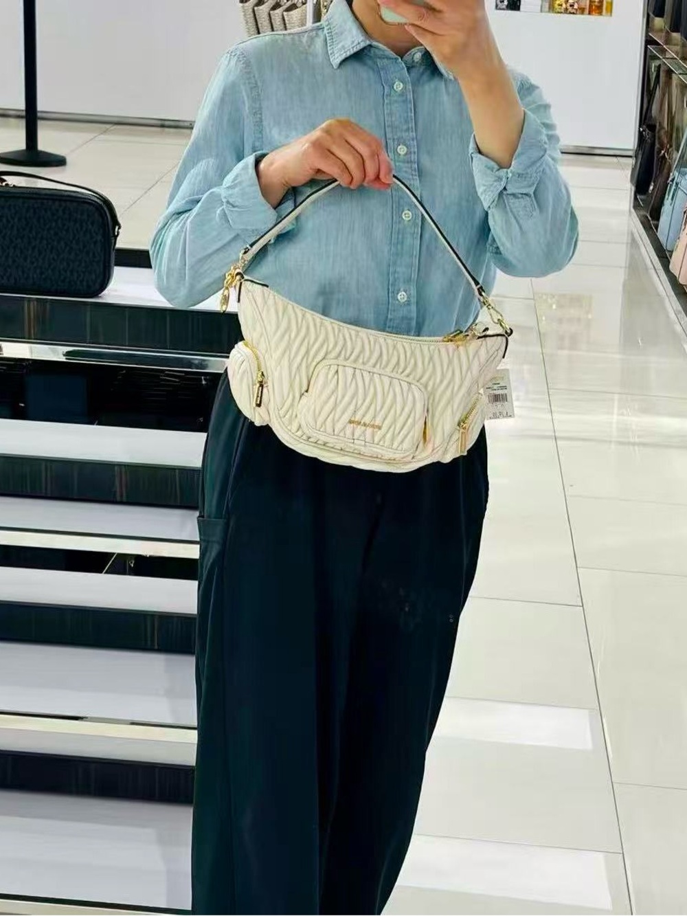 NWT Michael Kors Merritt Matelassé Convertible Crossbody Bag - Picture 4 of 12
